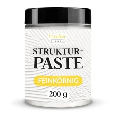 Abbildung von Creative Deco Strukturpaste Feinkörnig 200 g Weiße Spachtelmasse für Acrylmalerei Modellierpaste Kunstprojekte, Acrylfarbe, DIY, 3D Effekte, Texturen Einfach mit Palettenmesser aufzutragen