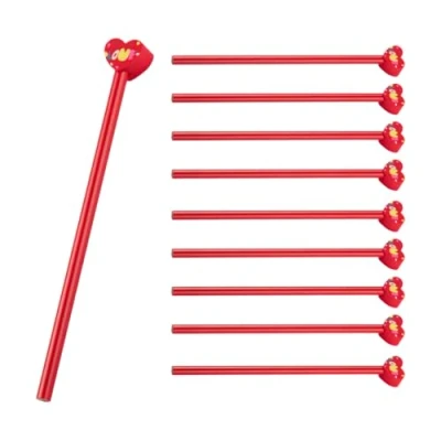 Abbildung von WPRO 10er Set Bleistift mit Radiergummi Fun Frosch, Bär, Herz, Fußball Motiv Cartoon Tiere Kinder Geburtstag Geschenk Jungen+Mädchen Mitgebsel