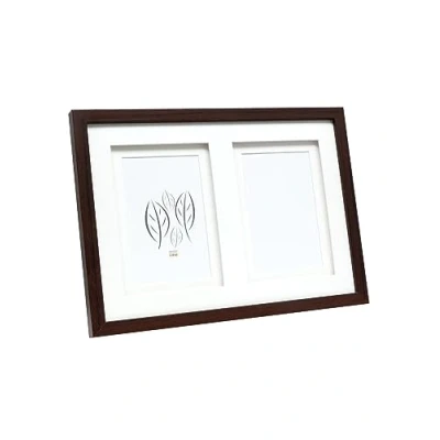 Abbildung von Deknudt Frames Galerierahmen mit doppeltem Passepartout Braun S65KQ2 für 2 Bilder Bildgröße 13x18cm Bilderrahmen Holz MDF aufhängen oder ausstellen