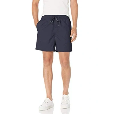 Abbildung von Amazon Essentials Herren Shorts mit Kordelzug und 15 cm Innenbeinlänge, Marineblau, L