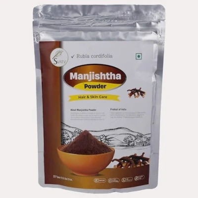 Abbildung von SVATV Natürliches Manjistha Pulver (Rubia cordifolia) Madder Root Powder Fördert gesunde &amp; klare Haut Natürliche Haarfarbe Indischer Feuchtigkeitscreme 227 g