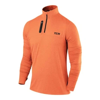 Abbildung von TCA Funktionsshirt Herren Langarm Fusion Pro Quickdry Langarmshirt atmungsaktiv Wandershirt Laufshirt mit Reißverschluss Outdoor Longsleeve Sport Pullover Orange/Orange, M