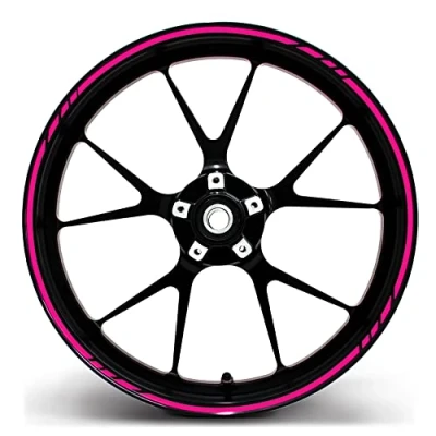 Abbildung von Felgenrandaufkleber GP Design 16 Teilig Komplett Set Finest Folia passend für 17 Zoll &amp; 16&quot; 18&quot; 19&quot; Felgen Motorrad Auto Fahrrad MR001 (Neon Pink)