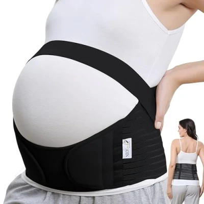 Abbildung von NEOtech Care Bauchgurt für die Schwangerschaft stützt Taille, Rücken &amp; Bauch Schwangerschaftsgurt (Schwarz, XXL)