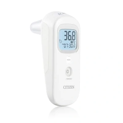 Abbildung von CITIZEN CTD711 Stirn und Ohr Digitalthermometer für Erwachsene, Kinder Babys. 4 Messarten. , Oberflächentemperaturen. Sehr schnelle Messung nur 1 Sekunde. 9 Speicherplätze