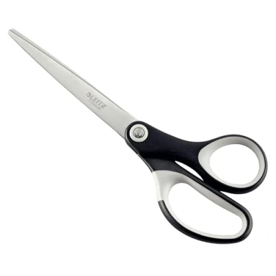 Abbildung von Leitz Titan Schere, Hochwertige Haushaltsschere mit ergonomischem Griff, Klingen aus rostfreiem Stahl, Für zu Hause, Büro und Schule, Länge 18 cm, Schwarz, 54166095