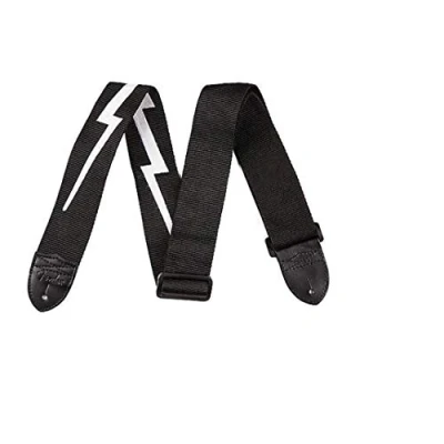 Abbildung von Fender® »NYLON LIGHTNING BOLT STRAP« Nylon Gitarrengurt mit Blitz Motiv 5cm Breite Farbe: Schwarz