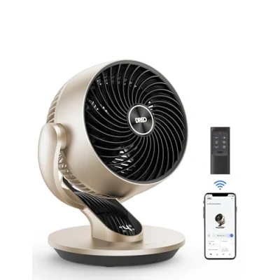 Abbildung von Dreo 28dB Leiser Smart Tischventilator für Schlafzimmer Büro, Ventilator mit Fernbedienung Kühlung 21M Windentfernung 4 Geschwindigstufe 5 Modi 12H Timer 90 Auto 120 Manuell oszillierend, Lynx S