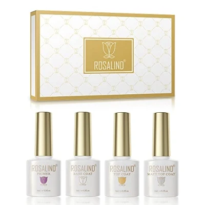 Abbildung von ROSALIND Base Coat Top UV Nagellack,Shellac mit Matte Kit Unterlack und Überlack für Nägel Primer Set Gellack Salon &amp; Home Nageldesign