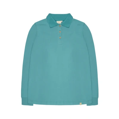 Abbildung von greenjama Damen Langarm Shirt mit Polo Kragen, GOTS Zertifiziert Pyjamaoberteil, Topaz, 40