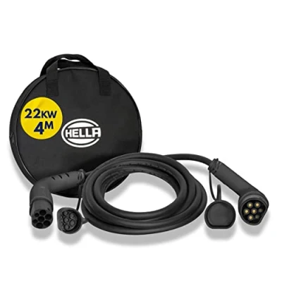 Abbildung von HELLA 8KE 358 255 021 Typ 2 Ladekabel 22KW für EV Elektroautos und Plug in Hybrid 3phasig 32A 4 Meter Mode 3 Elektroauto schwarz