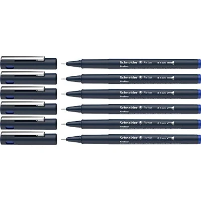 Abbildung von Schneider Pictus Fineliner (Strichstärke 0,1 mm, dokumentenechte Pigmentliner, metallgefasste Spitze, Gehäuse aus 85% recyceltem Kunststoff) 6er Pack, blau