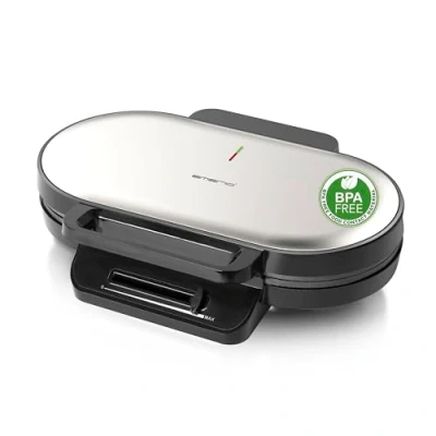 Abbildung von EMERIO Doppel Waffeleisen für insgesamt 10 Herz Waffeln (2 mit ca. 14cm Durchmesser) Temperaturregler Bräunung nach Wunsch Antihaftbeschichtung BPA frei 1200W WM 123356