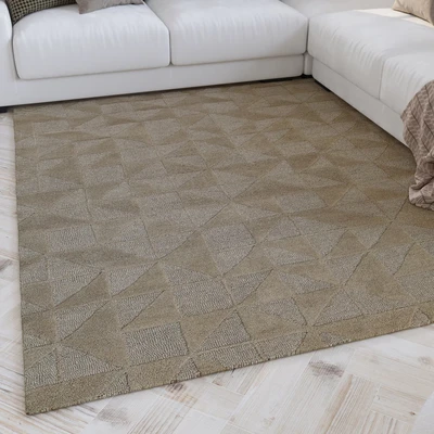 Abbildung von Wecon home Wollteppich »Hamptons THIRTYSEVEN«, rechteckig, 15 mm Höhe, Läufer, Schurwolle, Kurzflor, Wohnzimmer, elegant, geometrisch