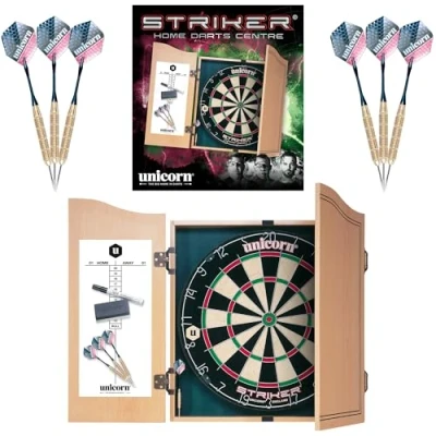 Abbildung von Unicorn Striker Home Dart Center, Holzkabinett mit Board, Marker, Wischer sowie Checkout Tabelle