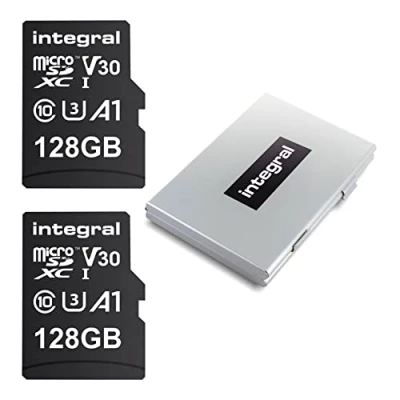 Abbildung von Integral 128 GB 2 Pack Micro SD Karte 4K Video Premium High Speed Speicherkarte SDXC bis zu 100 MB s Lesegeschwindigkeit und 50 Schreibgeschwindigkeit V30 C10 U3 UHS I A1