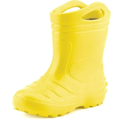 Abbildung von Ladeheid Gummistiefel Kinder federleichte Eva Regenstiefel für Mädchen und Jungen Thermo gefüttert KL051 (Sonnig, 28 EU)