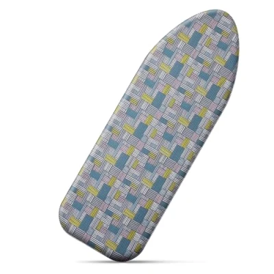 Abbildung von Cozary Bügelbrettbezug 125 x 45 cm, Bügelbrett Bezug Baumwolle, Bügeltischbezug für Dampfbügelstation und Dampfbügeleisen, Hitzebeständig bis zu 210℃, Blau grau Kariert