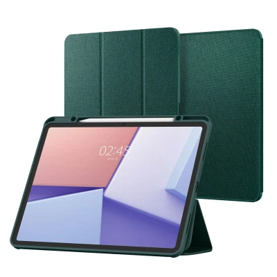 Abbildung von Spigen Urban Fit Hülle Kompatibel mit iPad Air 6. M2 (2024) / 5. (2022) 4. Generation (2020) 11 Zoll und 10.9 Case Mitternachtsgrün