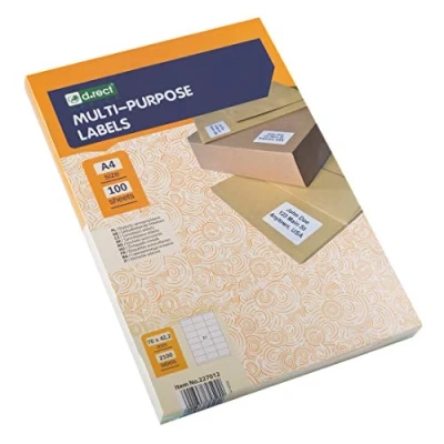 Abbildung von D.RECT Universaletiketten (70x42.2mm auf DIN A4) Selbstklebendes Druckerpapier Klebeetiketten Zum Bedrucken Aufkleber Bedruckbar 100 Blatt/Packung 21 Etiketten/Blatt 2100 Stücke Weiß