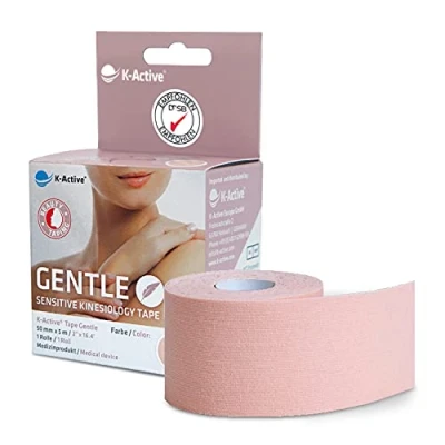 Abbildung von K Active Tape Gentle Kinesiotapes extra hautfreundlich für empfindliche Haut &amp; Allergiker Sensitive Kinesiologie [5cmx5m] Skin