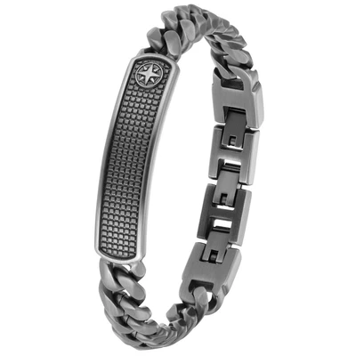 Abbildung von s.Oliver Identarmband Edelstahl Herren Armschmuck, 18,5+1,5+1,5 cm, Grau, Kompass, Kommt in Schmuck Geschenk Box, 2036847