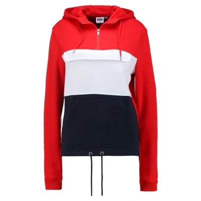 Abbildung von Urban Classics Ladies Color Block Kapuzenpullover firered/navy/white, Damen, Größe: Small, Firered/navy/white