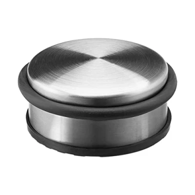 Abbildung von Relaxdays Türstopper Edelstahl Boden, Türfeststeller mit Gummiring, Türpuffer Gummi, HxBxT: 4,5 x 10 cm, silber