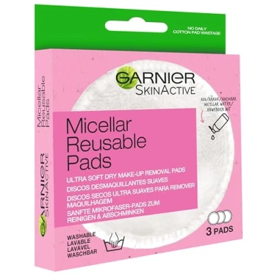 Abbildung von Garnier Mizellar Wiederverwendbare Makeup Entferner Eco Pads, 3 Mikrofaser Geeignet für alle Hauttypen, 0 Abfall Umweltfreundliche Ultra Soft, Bis zu 1000 Wäschen pro Pad, stück