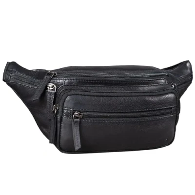 Abbildung von STILORD &#039;Zion&#039; Vintage Gürteltasche Echtleder als Bauchtasche Umhängetasche oder Brusttasche Cross Body Bag Hüfttasche Männer Damen Handy Festival Leder, Farbe:Obsidian schwarz