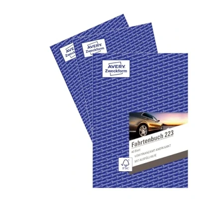 Abbildung von AVERY Zweckform 223 3 Fahrtenbuch (für PKW, vom Finanzamt anerkannt, A5, 80 Seiten858 Fahrten, für Deutschland &amp; Österreich zur Abgrenzung privater/geschäftlicher Fahrten) 3er Pack