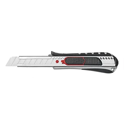 Abbildung von Wedo 787018 Safety Cutter 2 in 1, 18 mm, automatischer Klingenrückzug, Rasterautomatik, integrierte Abbrechhilfe, silber/schwarz
