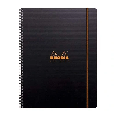 Abbildung von Rhodia 119931C Pro Book Notizbuch (mit Doppelspiralbindung, 5 Register, liniert mit Rand, repositionierbar, DIN A4, 21 x 29,7 cm, 90 g, 80 Blatt) 1 Stück schwarz