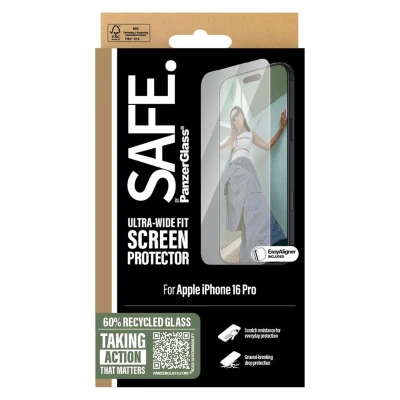 Abbildung von Apple iPhone 16 Pro Panzerglas PanzerGlass SAFE Ultra Wide Fit Screenprotector Displayschutz für das