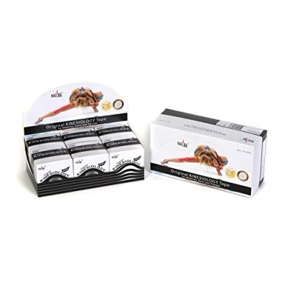 Abbildung von Nasara Original Kinesiologisches Physio Sport Tape: 6er Box mit 6 Tapes für und Medizin inkl. gratis Videoanleitungen, Rollengröße 5cm x 5m, schwarz