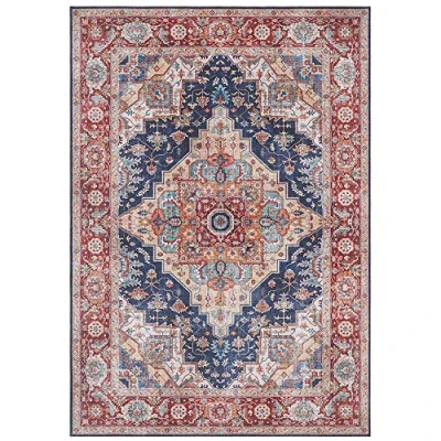 Abbildung von Nouristan Sylla Asmar Wohnzimmerteppich Orient Touch Detailiertes Muster Florales Kurflor Flachgewebe Teppich für Esszimmer, Wohnzimmer, Schlafzimmer Blau, 80x150cm, Polyester, Indigoblau, 80x150 cm