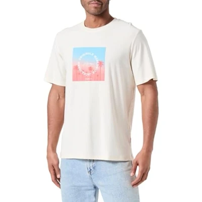 Abbildung von JACK &amp; JONES Herren Joraruba Sunset Branding Tee Ss C.n T Shirt, Buttercream, L