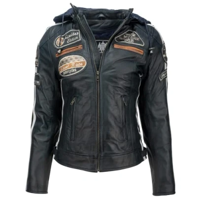 Abbildung von URBAN 5884 Motorradjacke Damen Mit Protektoren, Damenjacke aus Lammleder, Protektoren für Rücken, Schultern und Ellenbogen