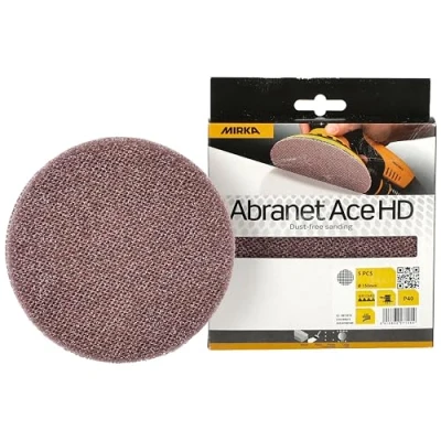Abbildung von Mirka Abranet Ace HD Netz Schleifscheiben Ø 150mm Klett / Korn P40 5 Stk AH24100540 Für Exzenter und Schleifmaschinen zum Schleifen von harten Oberflächen, Holz, Spachtel, Lack, Metall