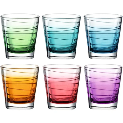 Abbildung von LEONARDO HOME 026844 Trinkglas VARIO STRUTTURA 6 Stück sortiert 250 ml Farbverlauf, Glas, Bunt