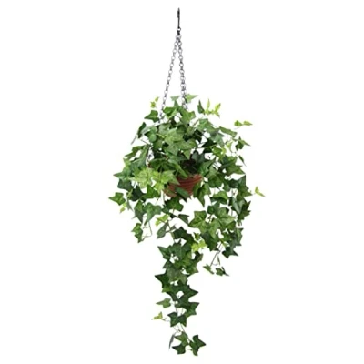 Abbildung von Flair Flower Efeuhänger mit Hängeampel Kunstpflanze Efeu hängend Deko Rankende Girlande Pflanzenampel Ampel Grünpflanze Zimmerpflanze Hängeblume Hängepflanze