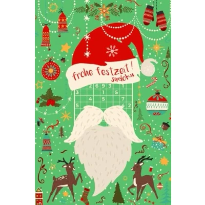 Abbildung von Frohe Festzeit Sudoku: Mini Rätselbuch in A6 Format Passt den Stiefel Kleinigkeit zu Weihnachten, Nikolaus, Adventskalender Rätsel für Erwachsene Leicht bis extrem schwer
