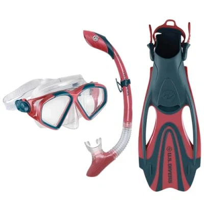 Abbildung von US Divers , Schnorchelset Cozumel für Erwachsene Maske, Schnorchel und Flossen CORAL NAVY BLUE, S