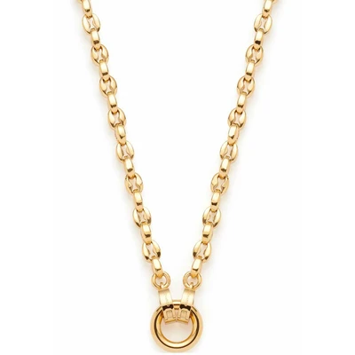 Abbildung von JEWELS BY LEONARDO Halskette Clip &amp; Mix Romea Kette aus goldfarbenem Edelstahl massive Kettenglieder in Bohnenform Ring zum Anhängen von Charms 50 cm Länge Geschenk Schmuck Damen 023272