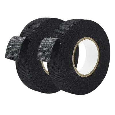 Abbildung von Qrity 19mm*15m, 2 Stück, Schwarzes Gewebe Isolierband Klebeband Thermisches Automobilgewebe Hochtemperatur Textilband Kabel Fahrzeugkreis Kabelbaum Motorrad