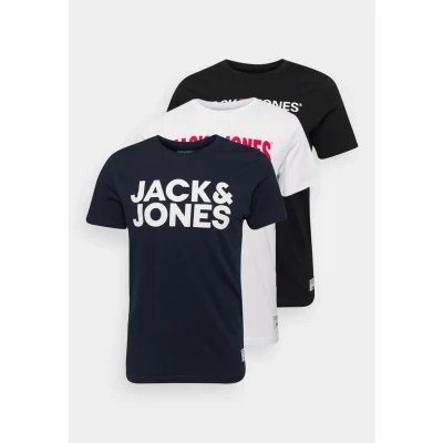Abbildung von Jack &amp; Jones JOR30HISTORY TEE CREW NECK 3 PACK Tshirt print, Herren, Größe: Small, Navy blazer/black/white