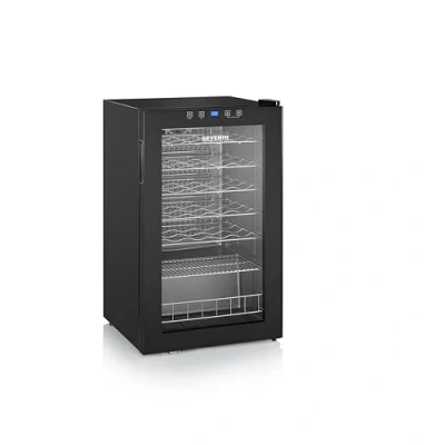 Abbildung von SEVERIN Weinkühlschrank 95L Volumen für max. 33 Flaschen á 0,75L, Wein Temperierschrank inkl. LED &amp; Touch Display, Temperatur einstellbar von 5 18C, nur 43 dB, EEK G, schwarz, WKS 8908