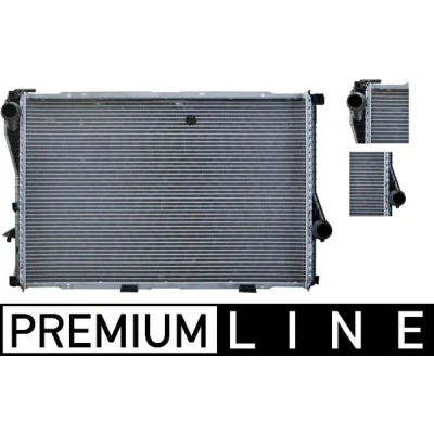 Abbildung von MAHLE ORIGINAL CR 296 000P Kühler, Motorkühlung für Fahrzeuge mit/ohne Klimaanlage 650 438 34 mit Schnellkupplungen Kühlrippen gelötet BMW: 5 Saloon