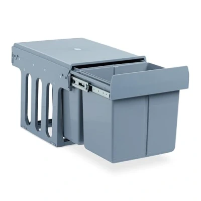 Abbildung von Relaxdays Einbaumülleimer Küche, Auszug, Duo je 15 l, Müllsystem Unterschrank, Kunststoff, HBT 35,1 x 34,3 48 cm, grau