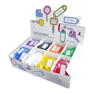 Abbildung von WEDO 2628034 Schlüsselanhänger aus Kunststoff mit S Haken, auswechselbare Etiketten 200 Stück im Display, farbig sortiert